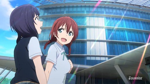 Meeting in front of a futuristic round building